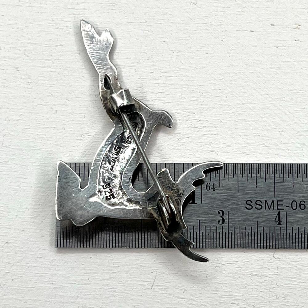 Vintage Mid Century Mexico 925 Sterling Silver Leaping Deer Stag Brooch Pin - Picture 7 of 10